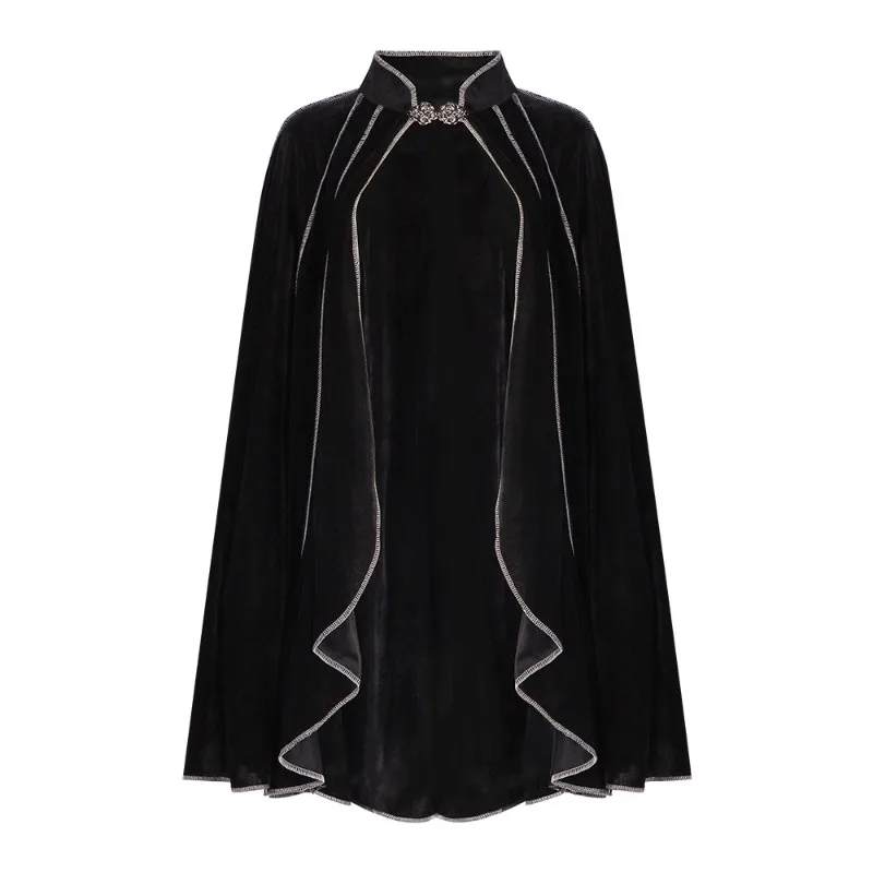 

Medieval Halloween Cosplay Costume Cape Renaissance Cloak Black Shawl Carnival Party Stage Performance for Man Woman New 2024