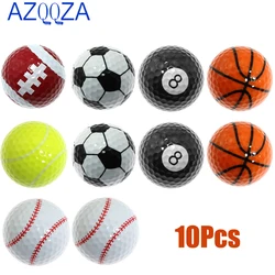 10Pcs Novelty Practice Golf Balls Novelty Baseball/Tennis/Football/Billiards Golf Balls Gift Ball for Kids Men Woman Practice