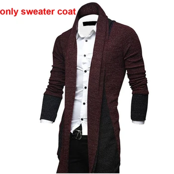 Men's Sweaters Autumn Spring Scarf Collar Knitted Sweater Jackets Cardigan Coats Patchwork Men Clothing Casual Knitwear MY170