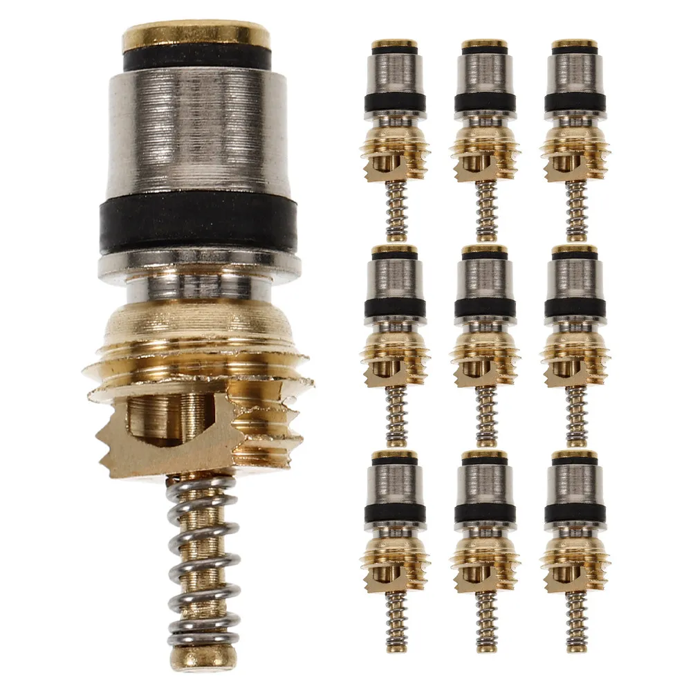 

10Pcs Automotive Copper Valve Core Kit R134a-3 High Low Pressure Air Conditioner System Accurate Refrigerant Charge Car Valve