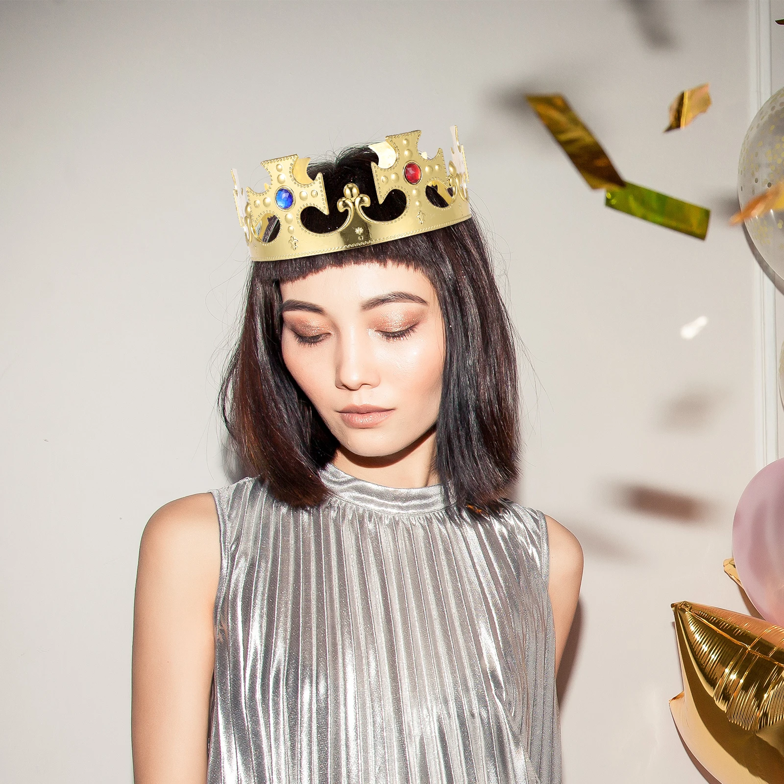 

4pcs Prince Crown Headband Kings Crown Costume Accessories Golden Birthday Party Hair Decor Stylish Royal Durable