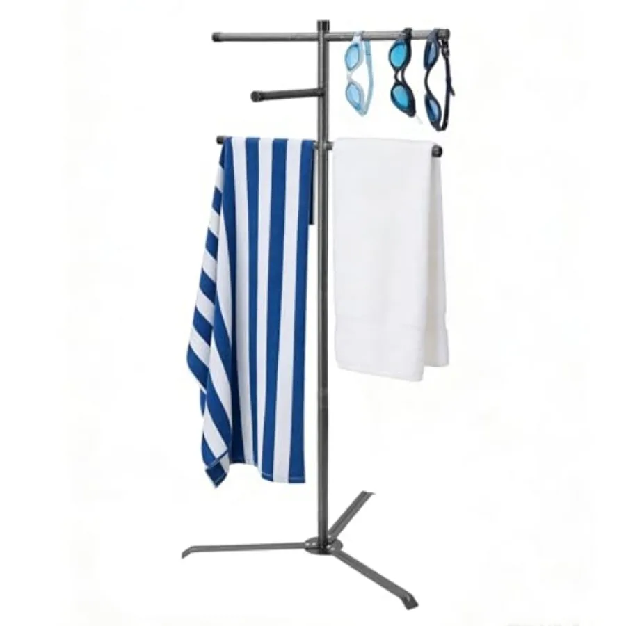 

Pool Towel Rack Outdoor 60" Metal Outdoor Towel Rack with Stable Triangular Base Free Standing Towel Rack Hot Tub Accessories O