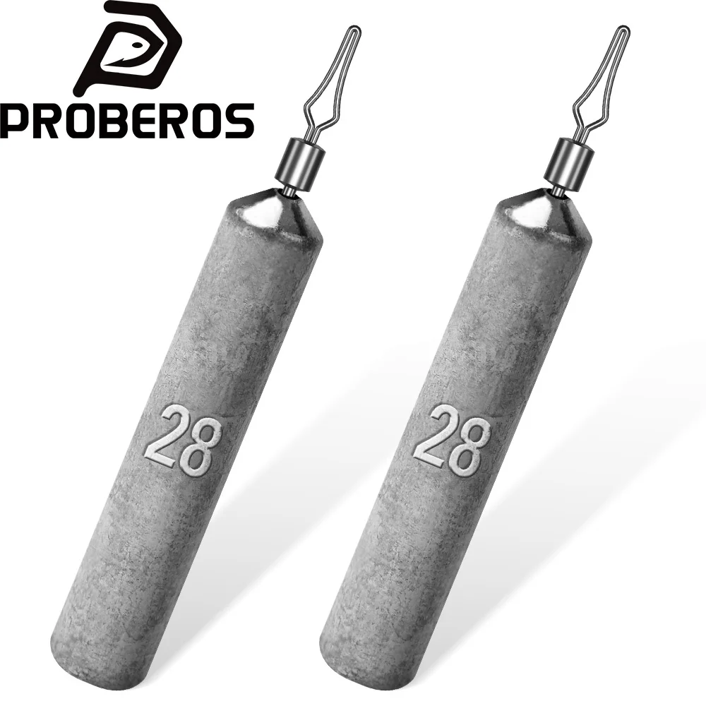 

PROBEROS 10Pcs/bag Fishing Sinker 2.5g-28g Weight Slender Quick Rod Plumb Pendant Gear Swivel Metal Jig Pesca Tackle Cast Tool