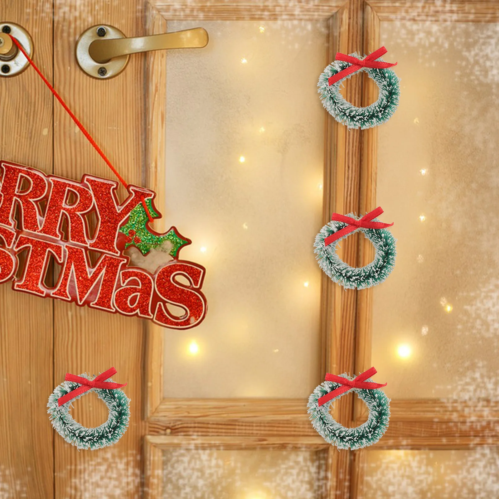 

10 Pcs Mini Garland Hanging Decoration Elf Door Bows for Wreaths Dollhouse Wall Decorate Birthday Decorations Crystal Ornaments
