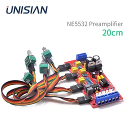 UNISIAN-NE5532 Audio Pré-amplificador, Bass Treble Sound, Tone Control Board, Cabo de Extensão, 20cm, Amplificador DIY