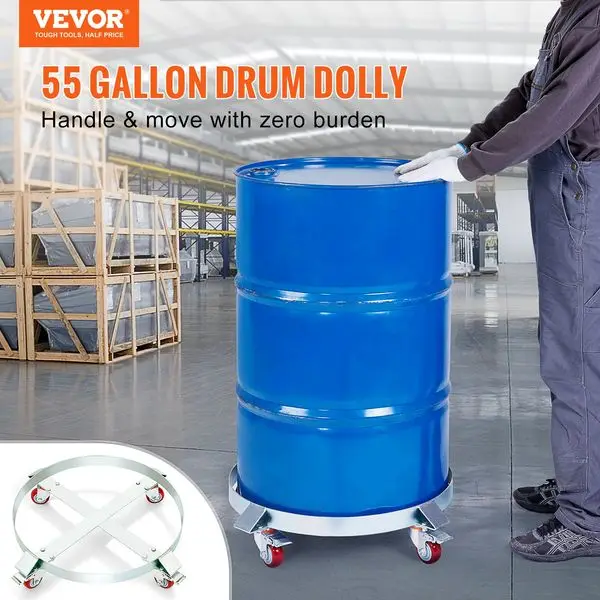 VEVOR 55 แกลลอน Heavy Duty Drum Dolly, 1000lbs โหลดความจุ, Barrel Dolly Cart Drum Caddy, Non Tipping รถบรรทุกมือความจุตุ๊กตา