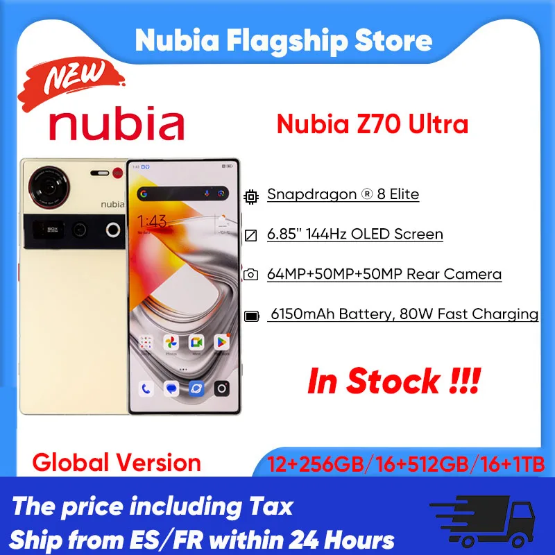 2024 New Nubia Z70 Ultra Snapdragon 8 Elite 5G 6.85 144Hz OLED Display 80W Fast Charging 64MP Camera NFC Global Version Smartphone Google play