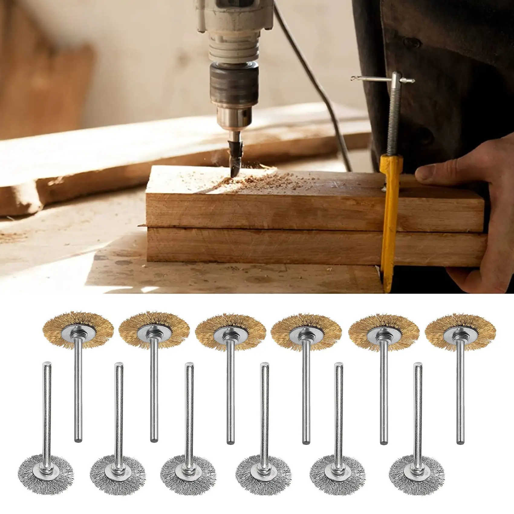 

A76K 44 Pieces Mini Wire Brush Wheel Cup Brass Steel Wire Brush Set 1/8Inch (3Mm) Shank For Power Dremel Rotary Tools Polishing