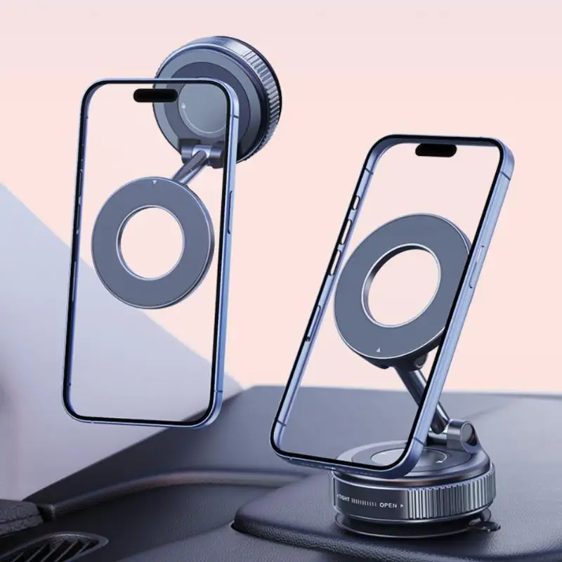 For Iphone Navigation Stand Vacuum Magnet Phone Bracket Multi-angles Adjustment Strong Magnetic Suck Design Foldable Car Holder