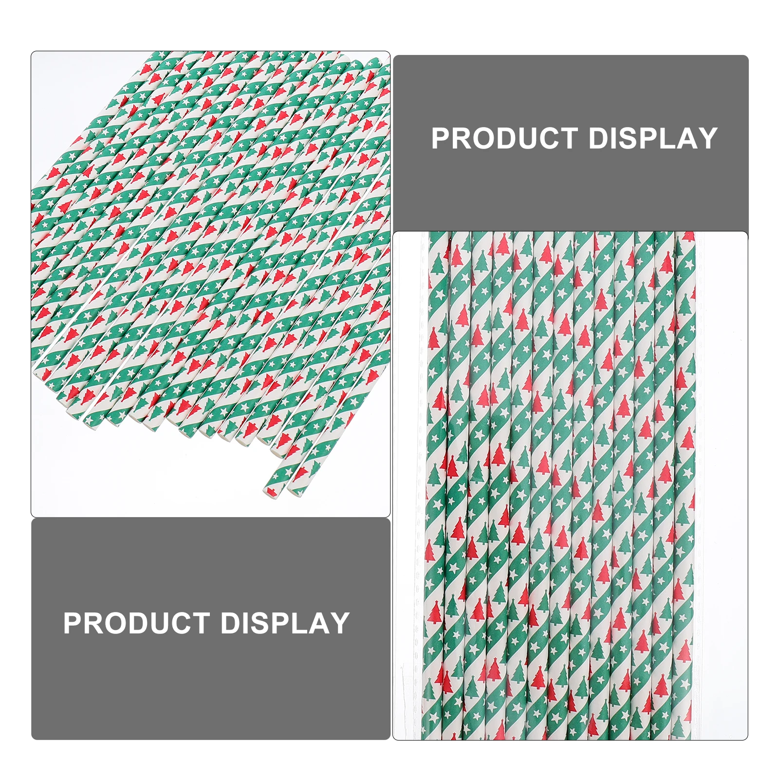 

50pcs Paper Christmas Pattern Disposable for Drinks Durable Supplies Decorative Bulk Xmas Straw Festival