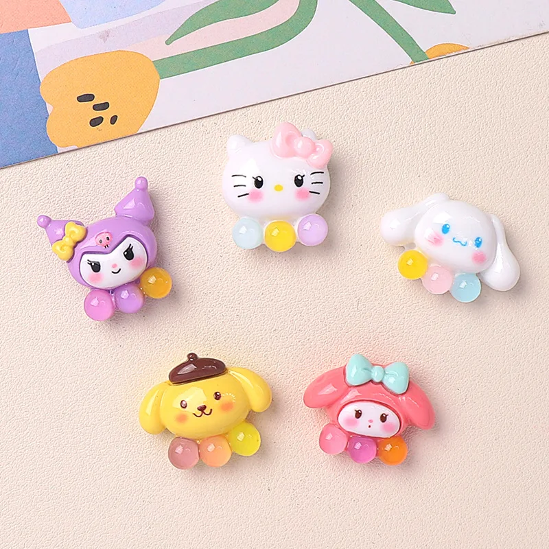 100szt Żywica Kawaii Cartoon Sanrio Kitten Puppy Rabbit Flat Back Scrapbook Figurka DIY Hairbow Decor Akcesoria Rzemiosło