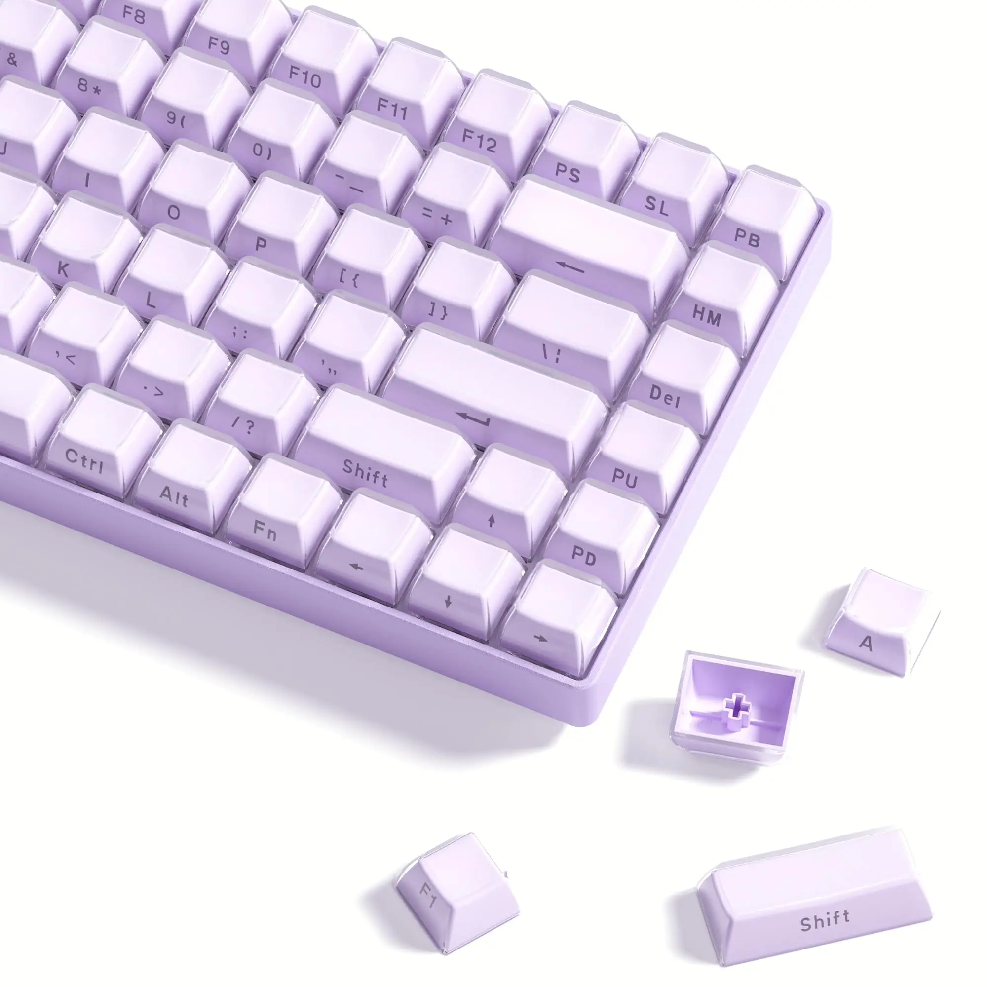 113 Key Purple Jelly Side Print Ice Crystal Translucent Keycap OEM Profile Key cap for Cherry MX 61 68 104 Mechanical Keyboard