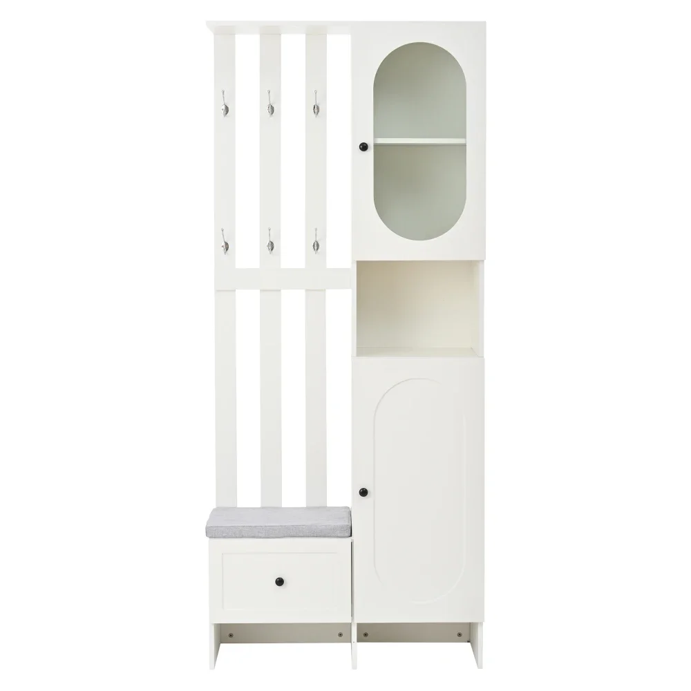 85 * 33,5 * 200 cm kompakter Kleiderschrank, Wohnmöbel-Aufbewahrungsschrank aus gehärtetem Glas, weißer Eingangsschrank, Kleiderschrankständer – Detail 19