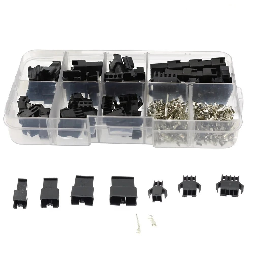 200PCS 2.54mm Pitch 2/3/4/5Pin JST SM Connectors Male and Female Header Plug Housing Pin Connectors Crimp Terminal Adapter