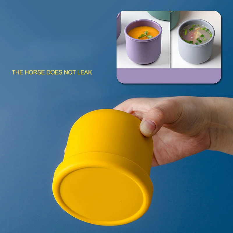 For Kids Salad Dressing Container Non-stick Silicone Lunch Box With Lid Reusable Bento Box Mold 250ML Lunch Box