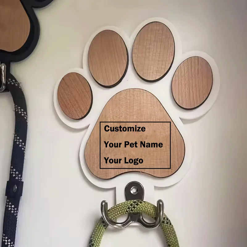 Maßgefertigter Holz-Hundeleinenhalter mit Pfotenabdruck Wandhaken Krallen-Design Mantel- & Halsbandhalter Einzigartiges Haustiergeschenk für Hundeliebhaber – Detail 3