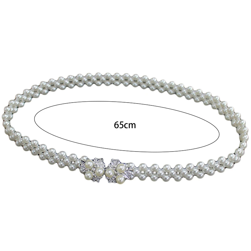 Versatile Waist Belts Pearl Bow Flower Waist Chain Dress Sweety Women Belt Wedding Designer Pearl Female Waistband