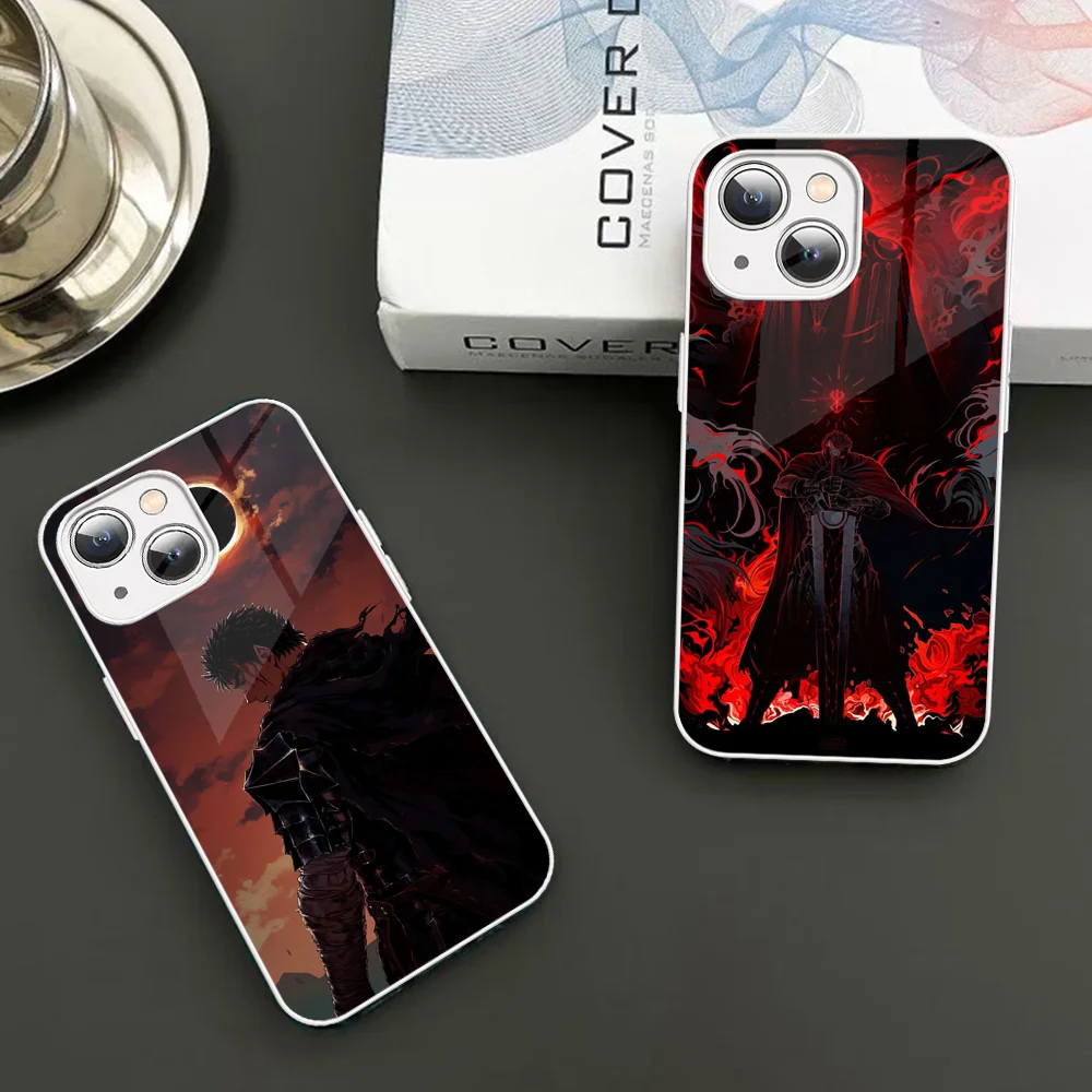 Anime B-Berserk G-Guts Phone Case For IPhone 14 13 12 Mini 11 Pro XS Max X XR 14 Plus Tempered Glass Cover