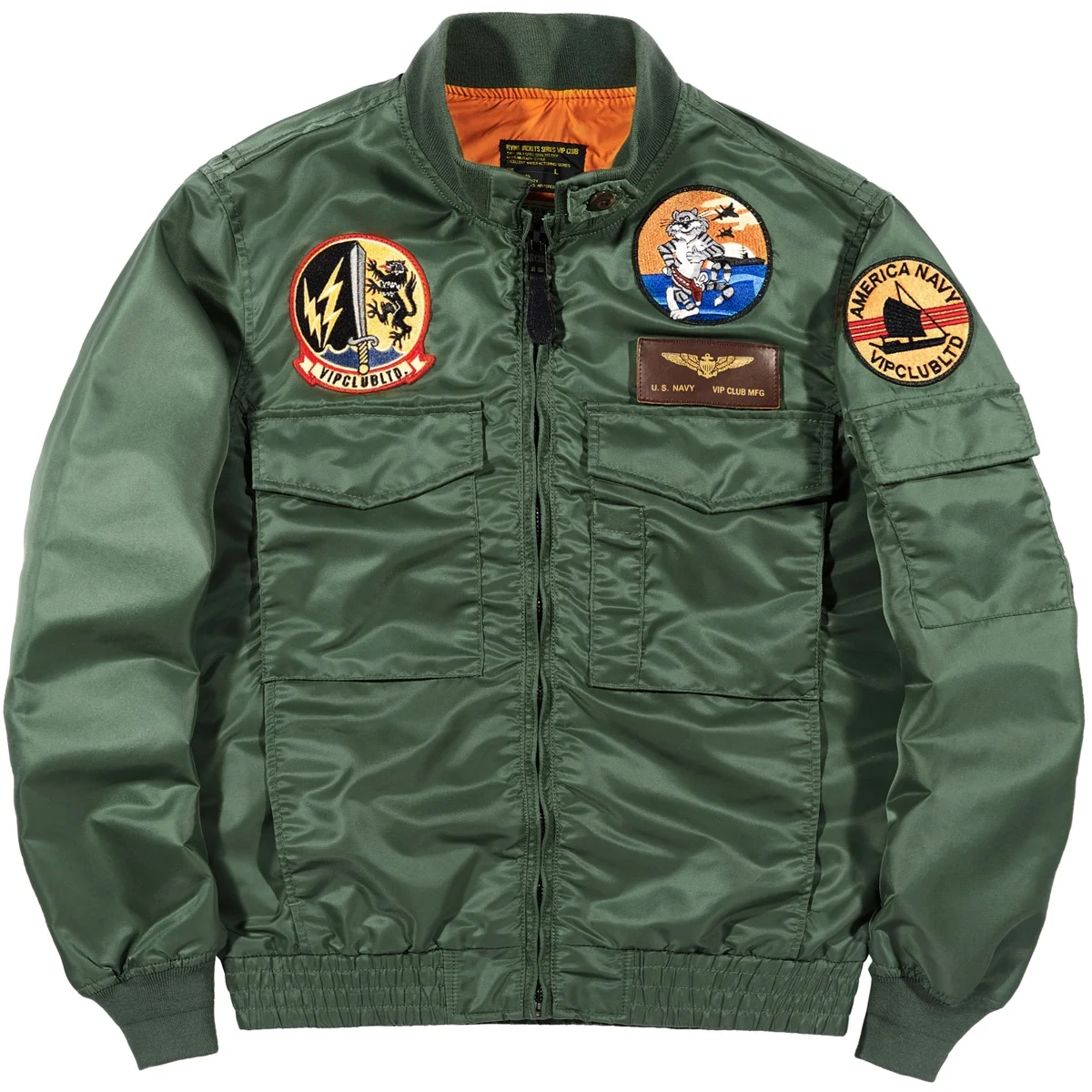 

VIP MA Pilot Jaet Loose Fit Lightweight Spring Autumn Embroidered Stand Collar Men's Workwear Outerwear Trendy Brand