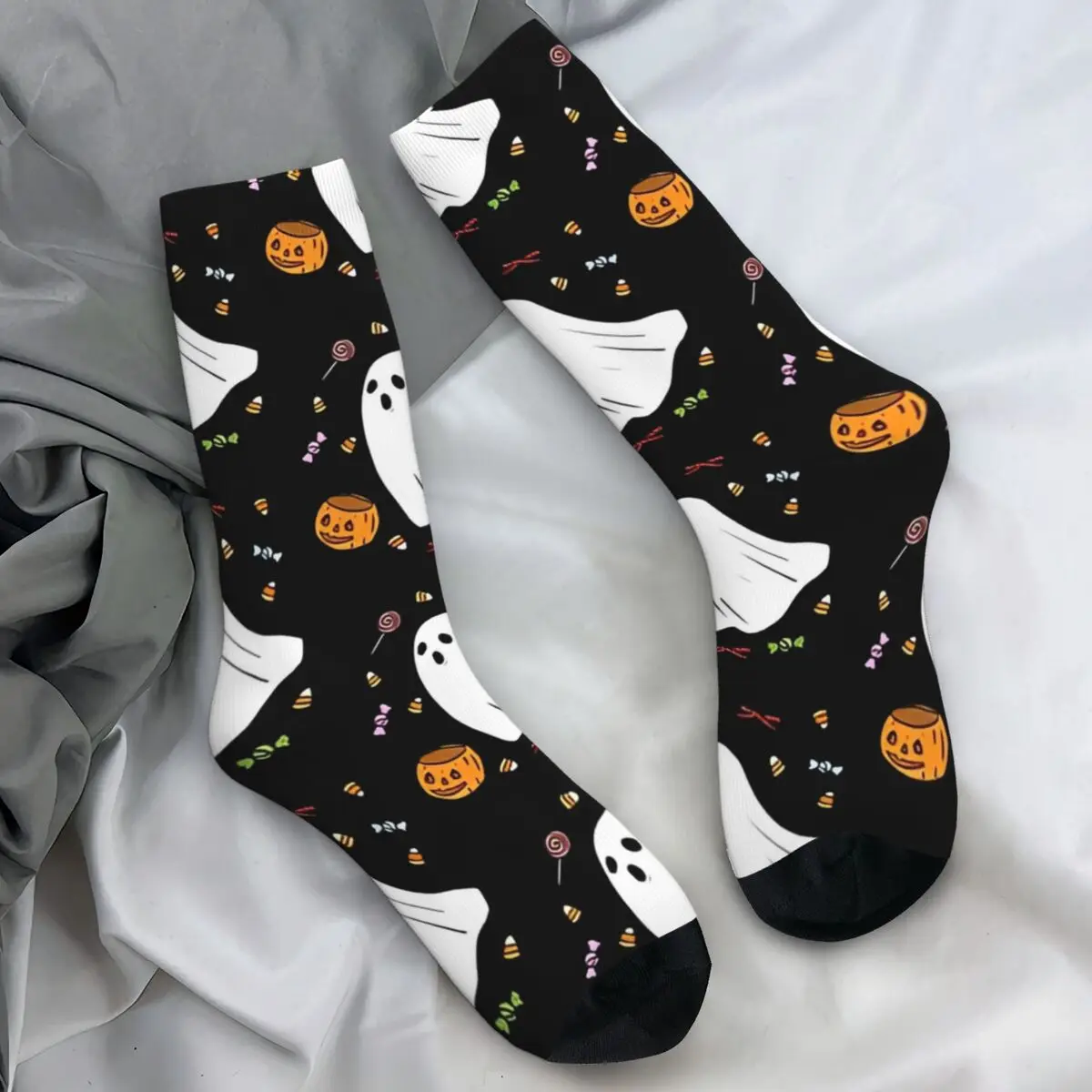 Horror Halloween Pumpkin Socks Trick or Treat Ghost Korean Stockings Women Men Soft Cycling Socks Autumn Custom Anti Slip Socks