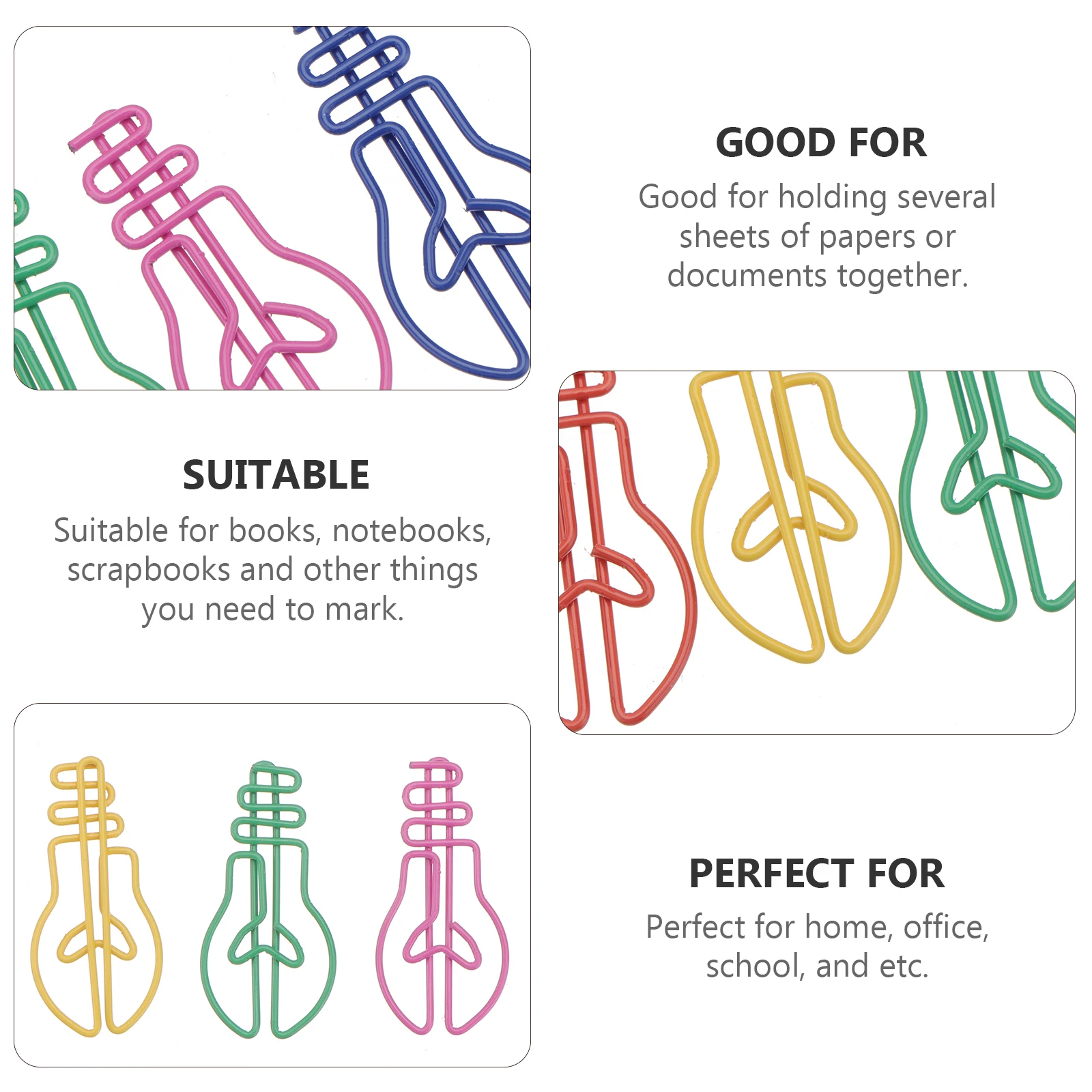 

30PCS Colorful Light Bulb Shape Paper Clips Creative Marking Clips Bookmark Clips for Office School Wedding