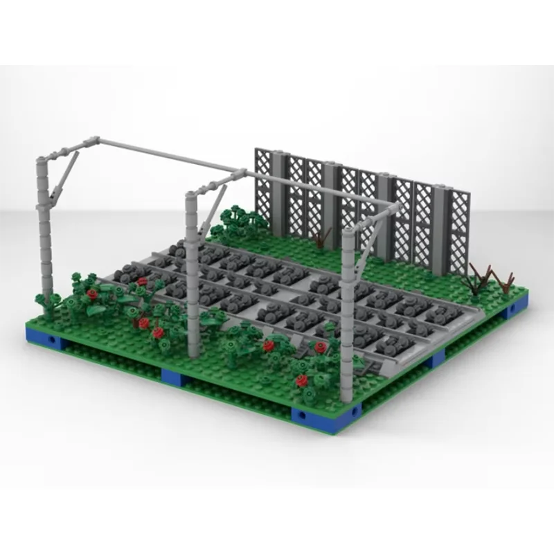 City Street View Moc Bouwstenen Spoorweg Trein Model Technologie Modulaire Blokken Cadeau Kerst Speelgoed DIY Set Montage Vakantie