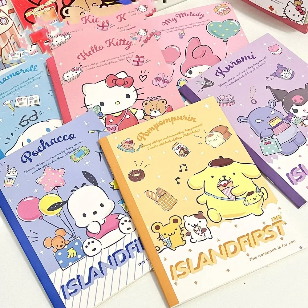 Sanrio Kawaii Hello Kitty Book Cartoon Cute B5 30 Pages Retro Striped Notebook Student Ins Anime School Supplies Gift for Kids