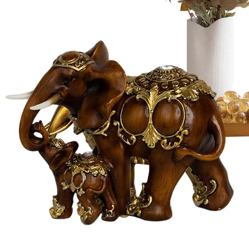 Elephant Statue Elephant Statue Collectible Figurines Exquisite Elegant Craftsmanship Non-Fade Resin Lucky Elephant Figurines