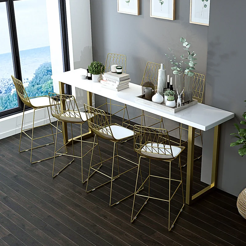 Back chair Wrought iron gold bar chair High stool chair
