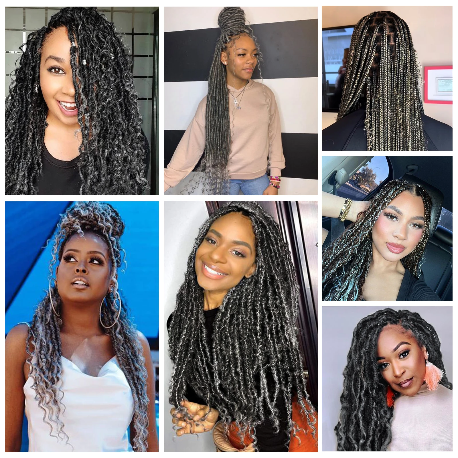 16A Ombre Grey Braiding Hair Extensions Curly Crochet Braids Hair 16-26 Inch Soft Braids 3 Bundles No Weft Brazilian Human Hair