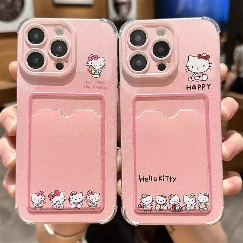 Kitty Case For iPhone 15 14 13 12 11 Pro Max XR XS X 8 7 6 6S Plus SE 2020 Holder Wallet cover Sanrio Cute