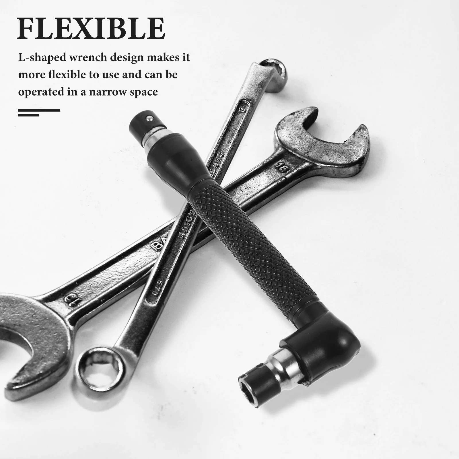 

L-Shaped Socket Wrench 90-Degree Double Head Metal Tool for Tight Spaces Repairing Home DIY Efficient Right Angle Wrench