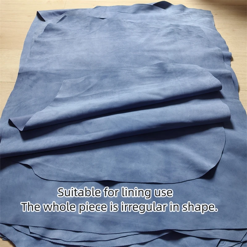 0.6mm Ultra-Thin Mist Blue Sheep Suede, Top-Grain Genuine Leather, Whole Sheepskin For Handmade DIY Lining