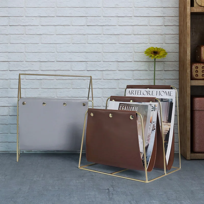 Creative Nordic Two Layers Leather Magazine Holder Organizer