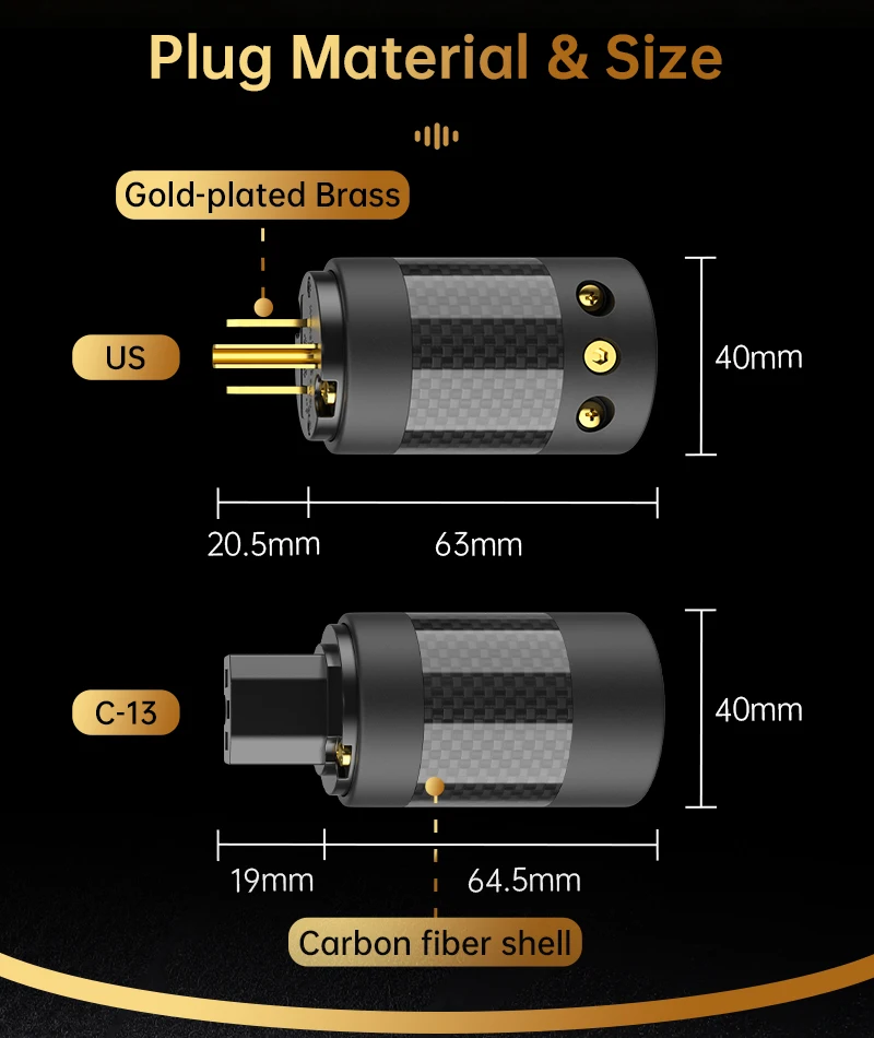 Serost Moon 9AWG HiFi-Audio-Stromkabel 99,9999% OCC-Einkristallkupfer US EU AU zu C7 C13 Buchse für Endstufen – Detail 7