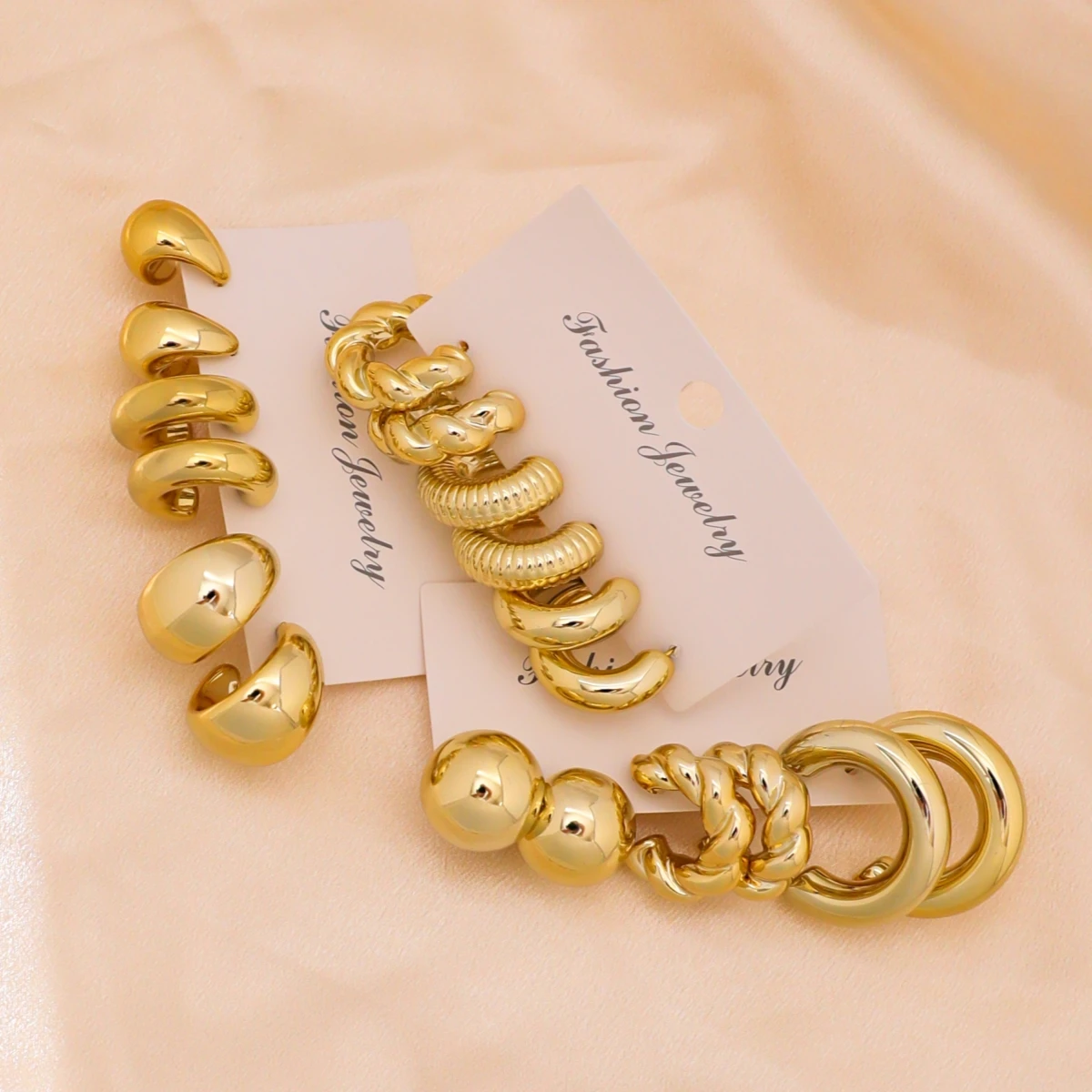 18 قطعة/المجموعة الفاخرة الذهب مكتنزة تويست C-شكل دمعة القرط مجموعة، مناسبة للنساء أزياء المعادن هندسية جولة الأقراط، أكثر