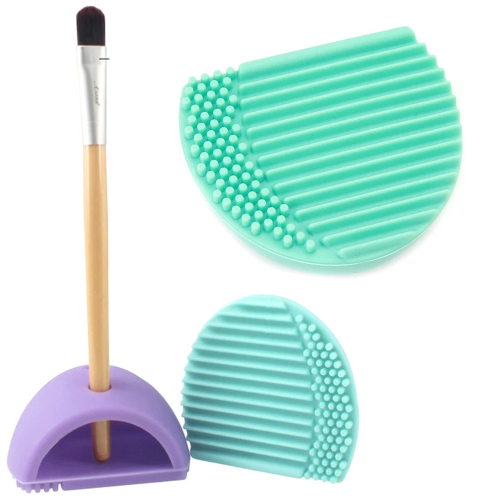 

2 PCS Cleaning Makeup Brush Makeup Brush Organizer Egg Cleaner Holder Silicone Washing Brush Scrubber Board Clean Tools