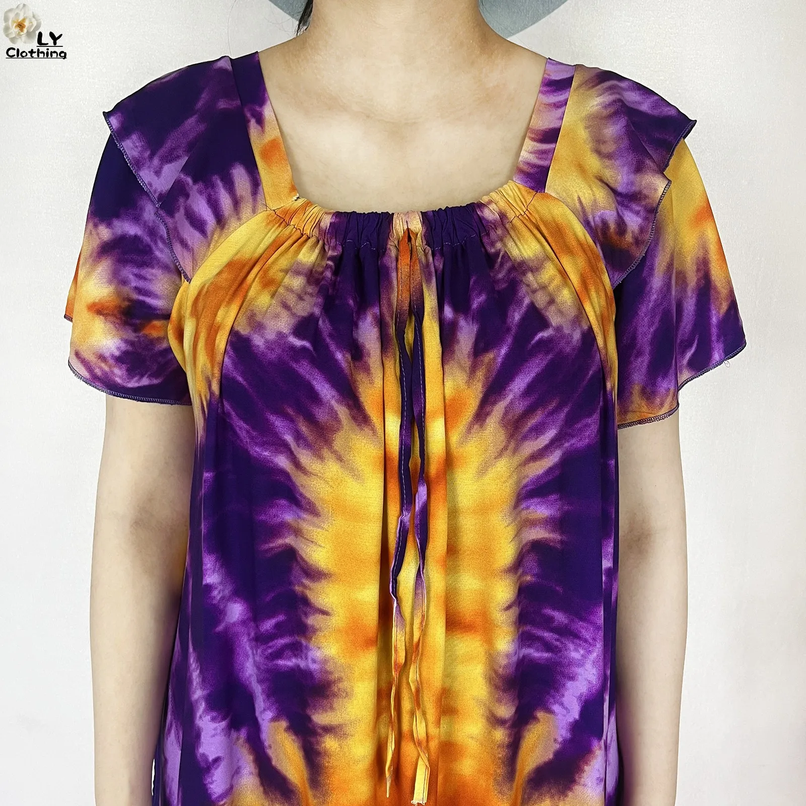 Abaje muzułmańskie z bawełny z krótkim rękawem i dekoltem w łódkę dla kobiet, Dashiki Dubai Kaftan Femme, luźna szata, afrykańskie sukienki islamskie z szalem, 2025