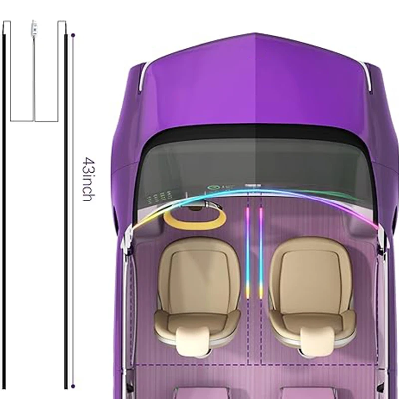 Ambient Lighting Kit for Tesla Model 3/Y Concealed Non-destructive LED Light Bar with App Remote Control Music Sync Color Change