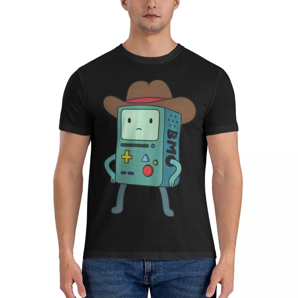 Men Fun T Shirt A-Adventure Time Pure Cotton Clothes Fashion Short Sleeve Crewneck Tees 4XL 5XL T-Shirt