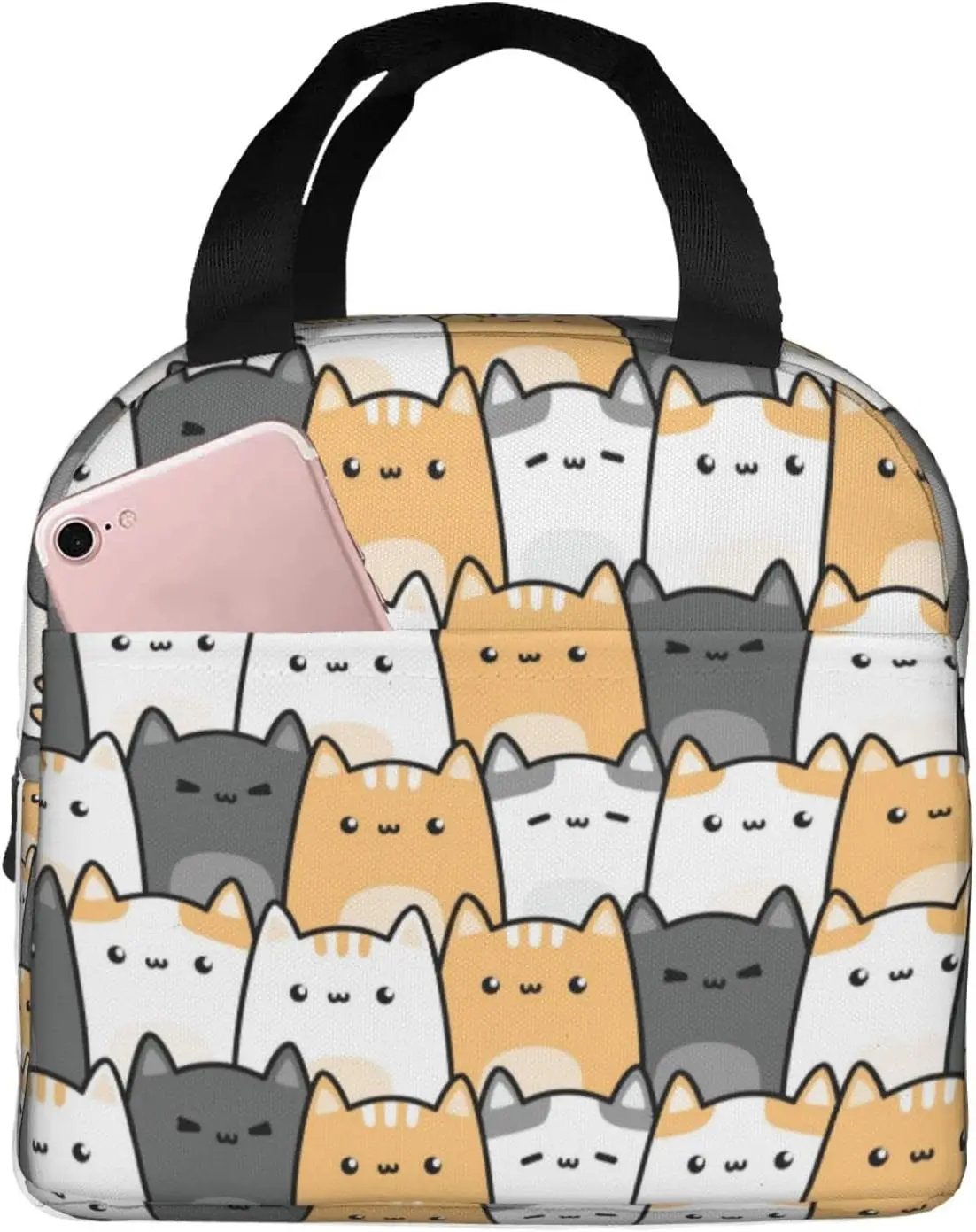 

Auronewt Cartoon Cat Lunch Box Cute Lunch Bags Portable Reusable Insulated Lunch Bag Leakproof Tote Bag for Office School Picnic