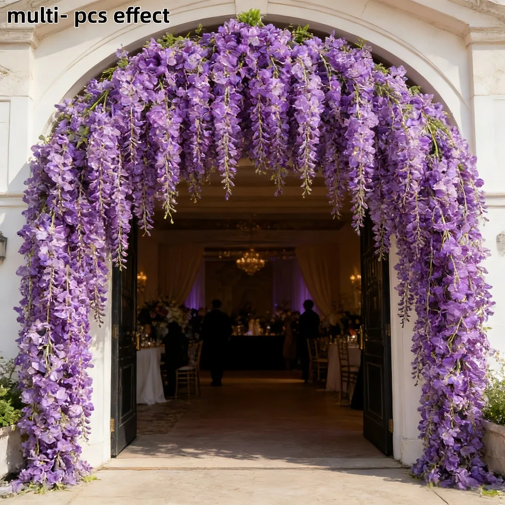 30 Stück Stilvolle und Romantische Künstliche Lila Glyzinien-Blumen für Garten, Hochzeit, Innenhof und Heim-Vasen Blumenarrangements – Detail 6
