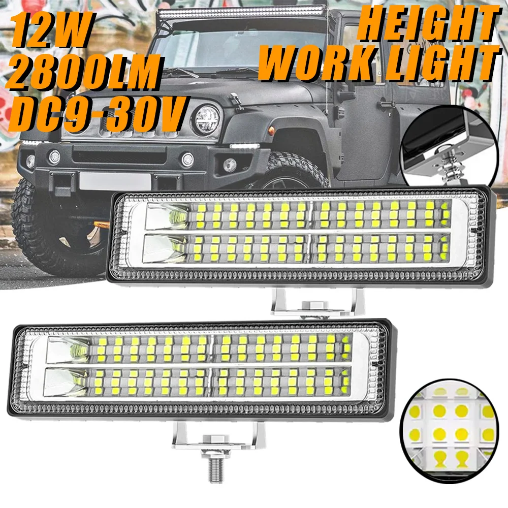 1/2pcs 12W DC9-30V Car Work Light High Bright Spotlight 3030 LED 28SMD Universal Offroad Automobile Truck Driving Fog Headlights