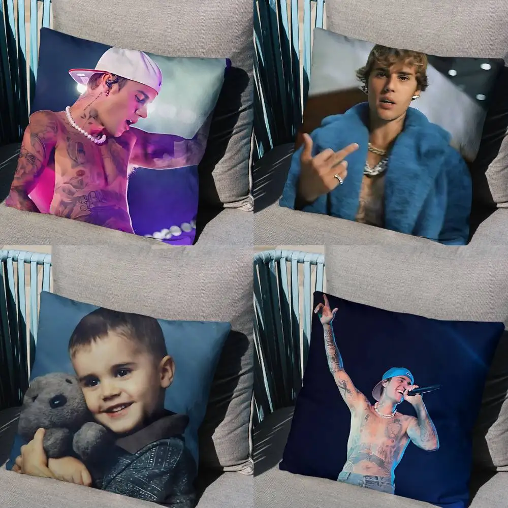 

Good figure Justin Bieber Pillow Case Anti-dustmite Pillowcase Invisible zipper silky short plush Sofa cushion cover