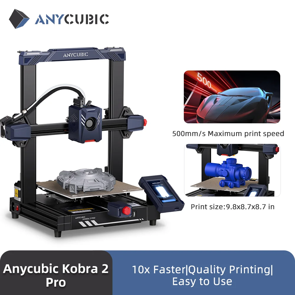

ANYCUBIC Kobra 2 Pro, максимальная скорость печати 500 мм/с, 3d-принтер FDM, 25-точечное автоматическое выравнивание, размер печати 9,8 x 8,7 x 8,7 дюйма