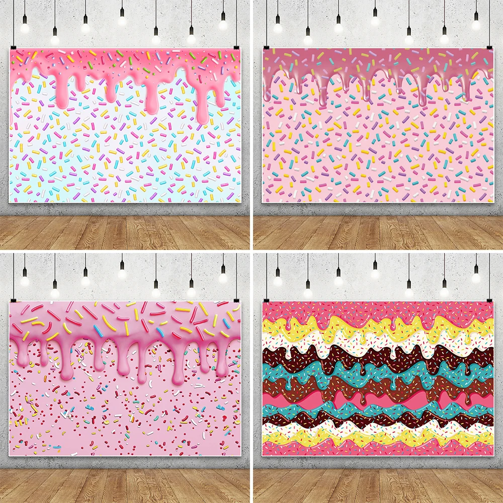 الوردي فتاة استحمام الطفل الكعك حفلة التصوير خلفية مصاصة الشوكولاته الآيس كريم الحلوى طفل عيد ميلاد صورة تبادل لاطلاق النار خلفية