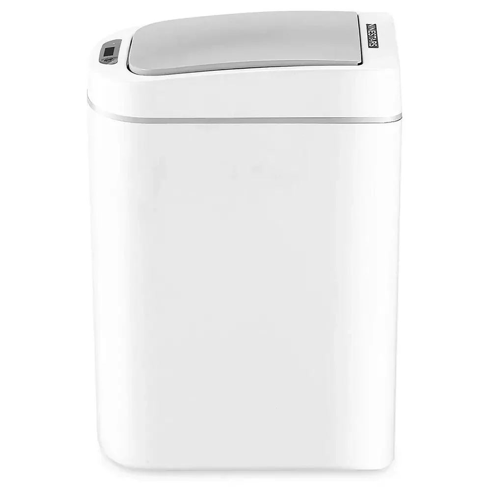 

Мусорный бак с датчиком движения, 1,85 галлона, громкая связь для ванной комнаты, белый, IPX3, брызгозащищенный, бесконтактный, мягкое закрытие, упаковка из 1 шт.
