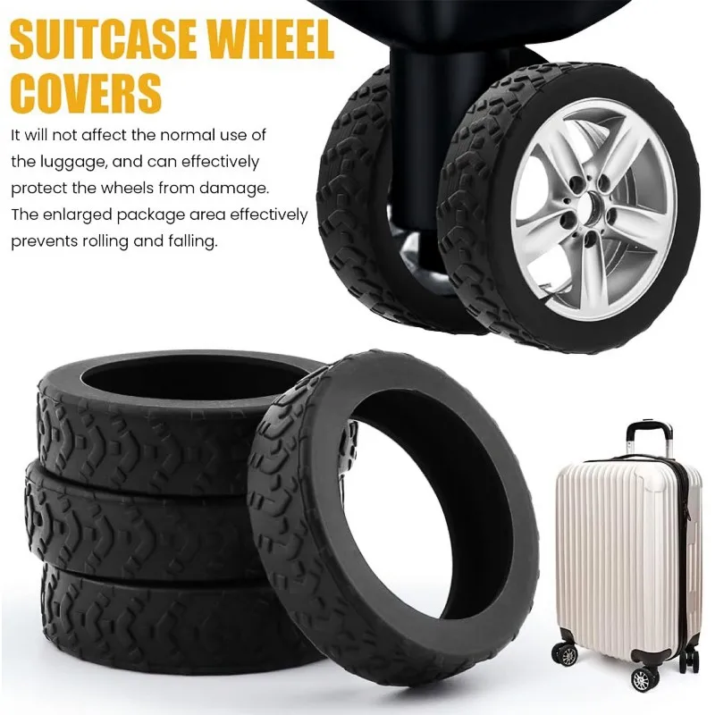 New Luggage Wheel Covers Silicone Travel Luggage Caster Shoes Suitcase Wheel Protector Noise Resistant Caster Replacement Covers