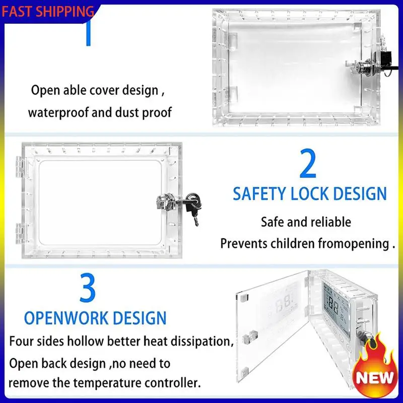 

Especial 2X Коробка для термостата с ключом Универсальная крышка термостата с замком, Прозрачная защита термостата для стены