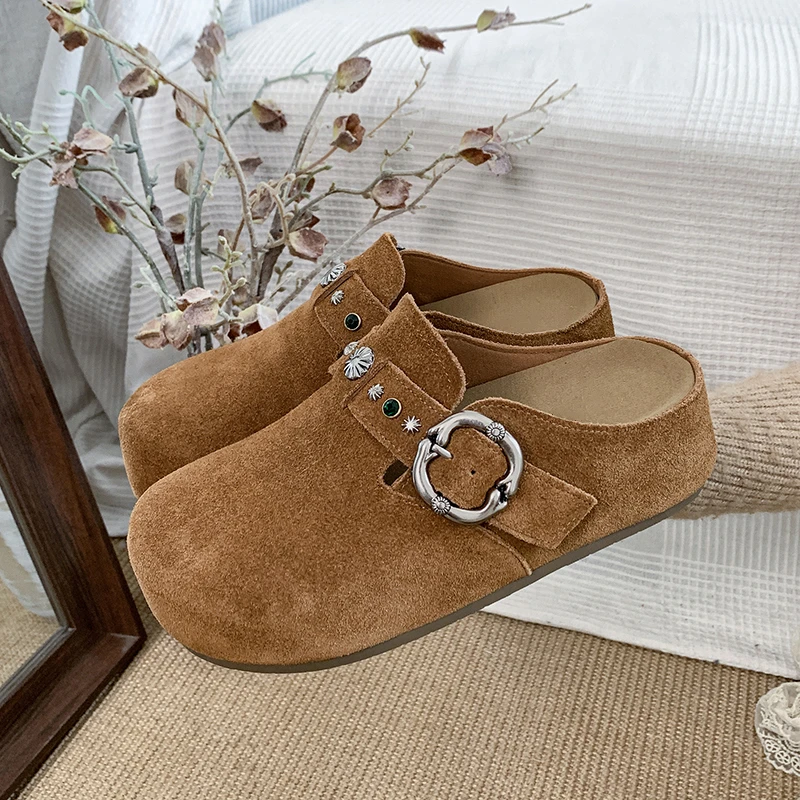 Thick-soled Versatile Baotou Slippers for Women 2026 New Non-slip Non-tired Slip-on Flat Shoes